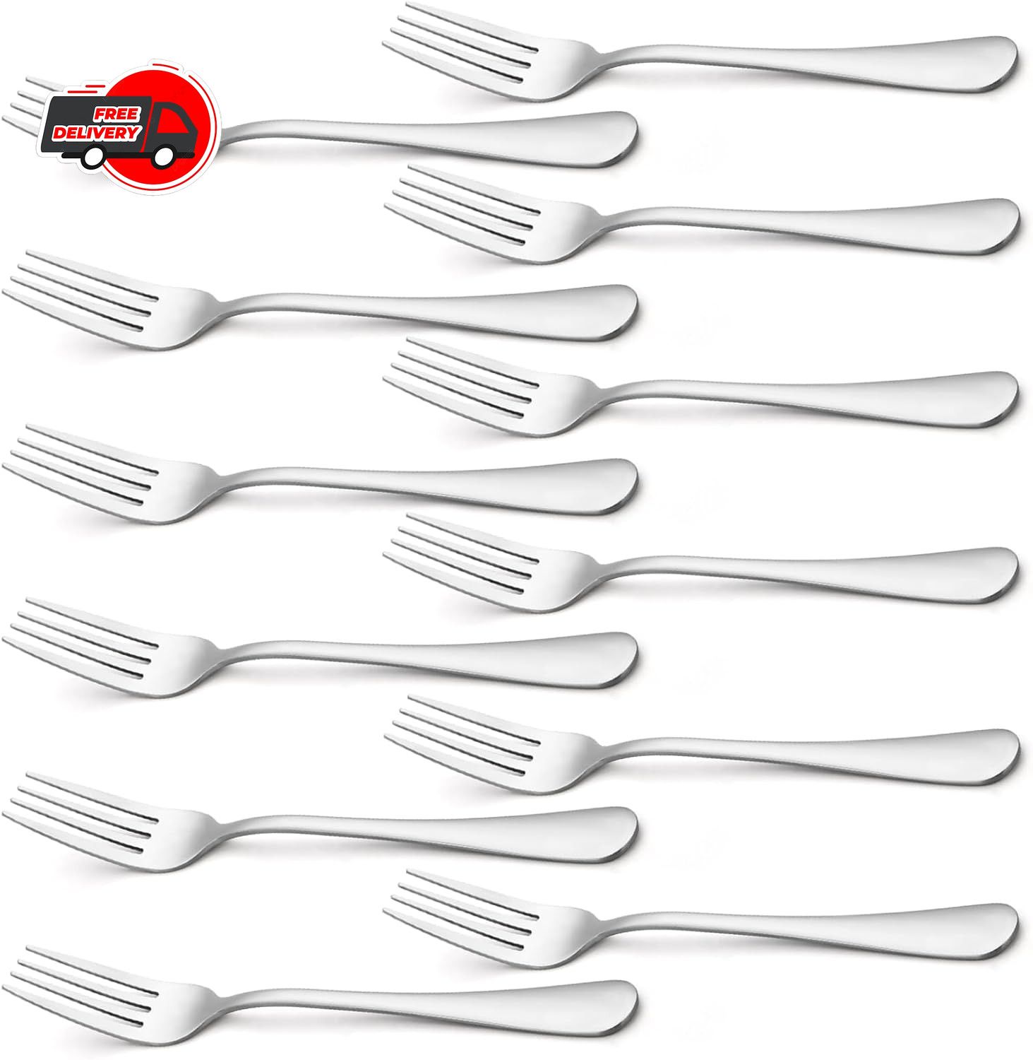 18/0 Stainless Steel Salad Table Fork Set Of 12 Flatware
