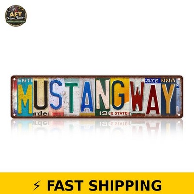TREEPERI Vintage Mustang Street Sign for Home Bar Bedroom Garage