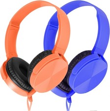 PACK OF 2 CLASSROOM HEADPHONES ORANGE BLUE