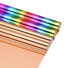4Pcs Copper/Colorful Hot Stamping Heat-Activated Foil Roll, 6" W x 3ft l