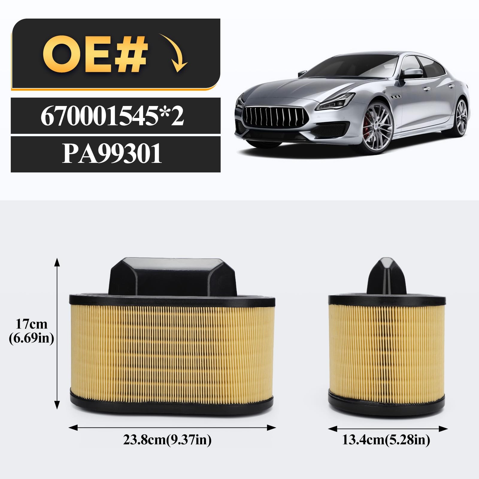 Maserati Ghibli 2014 Air filters 2 pcs P/N PA99301