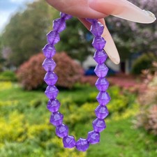 SL13- Natural Amethyst Bracelet, Fashion Simple Single Circle Beads, Unisex 1pcs
