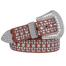 Rhinestone Belt for Girls Boys,Western Cowgirl Cowboy Studded Leather Belt fo...
