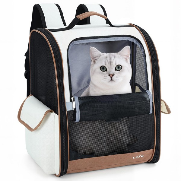 Hunde Katzen Rucksack Beige Netzfenster Wandern Reisen Outdoor Haustier 2-8KG-image