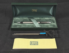 322-1 VINTAGE CROSS METROPOLIS CHROME/BLACK LACQUER BALLPOINT PEN USA