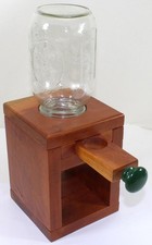 Vintage Handcrafted Wooden Candy, Gum Ball, Nut Dispenser with Ball Mason Jar