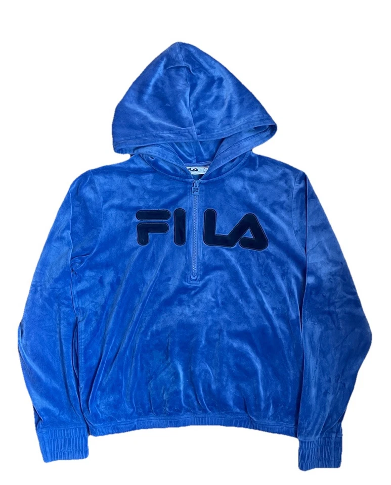 FILA Women's pullover velour hoodie Lot of 3 Colors Pink, Blue, Black size S - Image 2 of 4