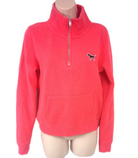 Victoria's Secret Pink Pullover Sweatshirt Womens 1/4 Zip Spellout Back Size XS