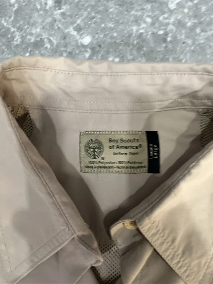 Boy Scouts of America BSA Women's Shirt Tan L Vented Poly Microfiber - Image 3 of 4