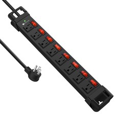 Heavy Duty Power Strip With Individual Switches 8 Outlets Metal 6FT Cord