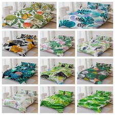 3D Tropical Leaves Birds Geometric Green Quilt Cover Duvet Cover Comforter set