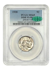 1930 5C PCGS/CAC MS65 (DDR, FS-801) - Buffalo Nickel - Bold DDR Gem