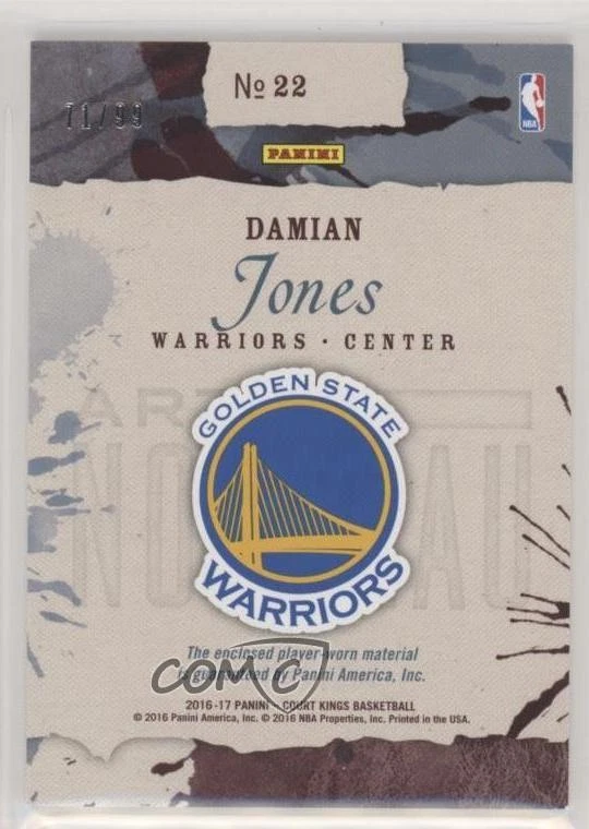 2016 Panini Court Kings Art Nouveau Jerseys Jumbo /99 Damian Jones #22 Rookie RC - Image 2 of 2