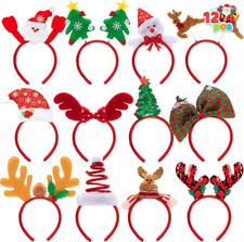 12PCS Christmas Headbands Assorted Designs Xmas Party Favors for Kids  Adults
