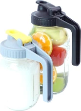 Mason Jar Pour Spout Lids with Handle Regular Mouth Mason Pitcher Lid with Flip 