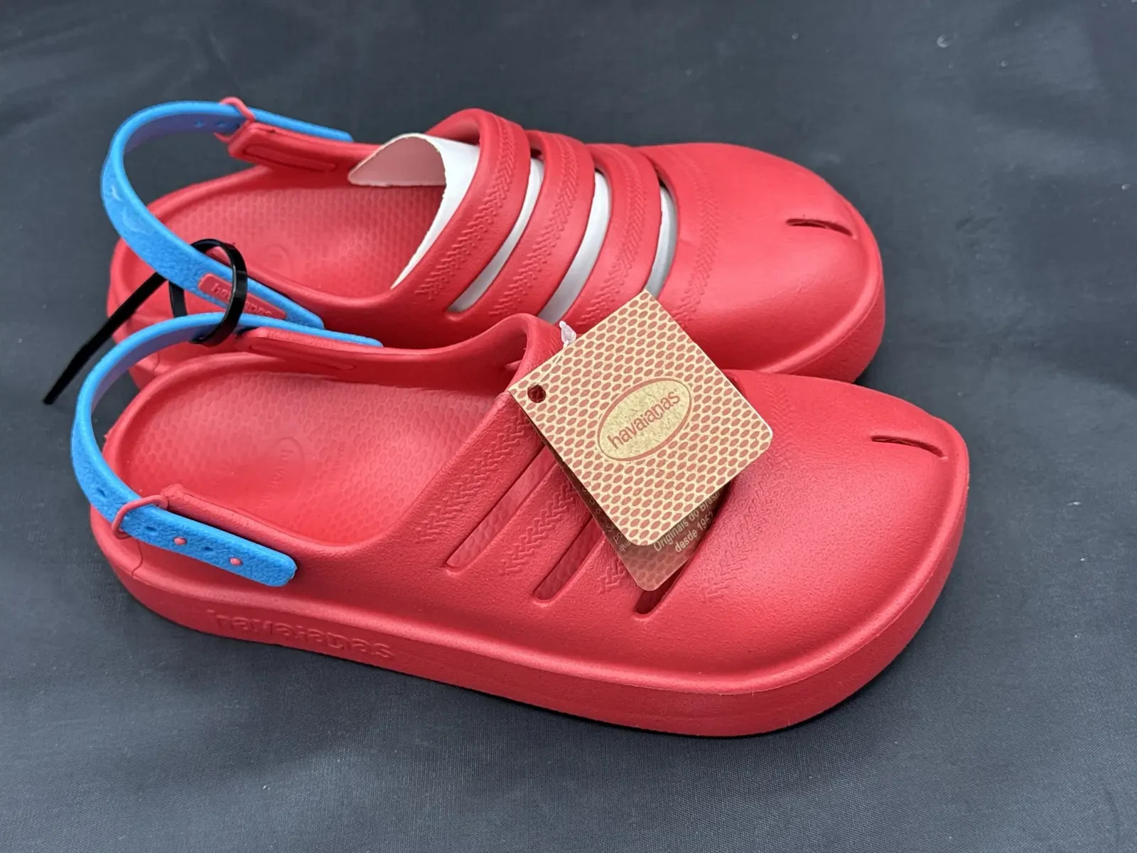 Havaianas Kids Clog Sandals EU 37/38 Red Blue Beach Pool Shoes New Tags image 3