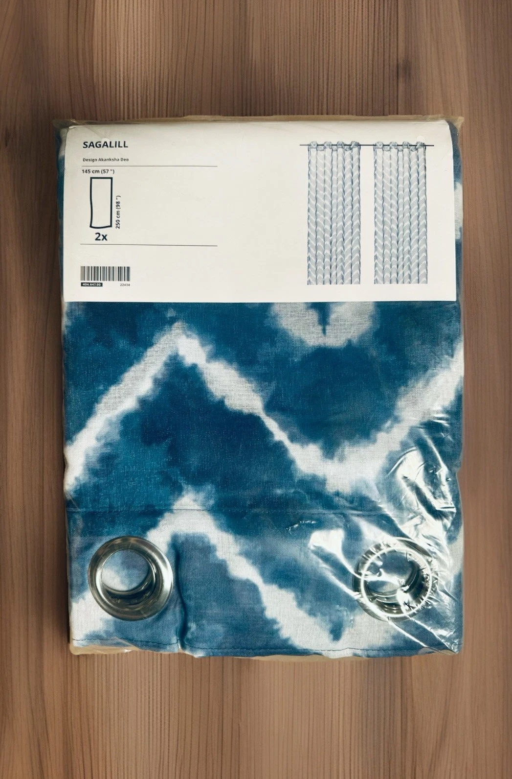 New ! IKEA SAGALILL Sheer Curtains 1 Pair Blue/white 57x98" 404.647.00