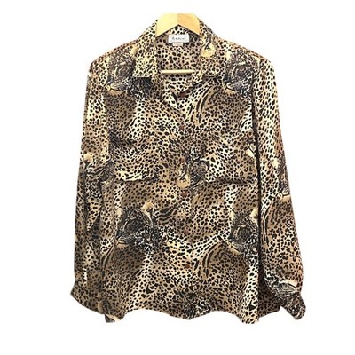 Vintage Cheetah  Notations Leopard Print Blouse Safari Mob Wife Maximalist 16