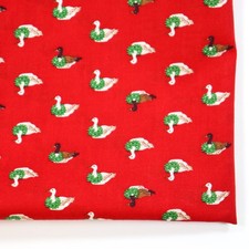 Cotton Fabric Christmas Geese Goose Wreaths Red BTHY Quilting Holiday Duck
