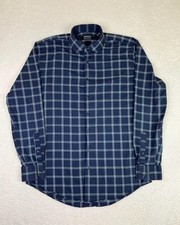 Nordstrom Dress Shirt Mens 16.5 34/35 Blue Plaid Non Iron Trim Fit Long Sleeve