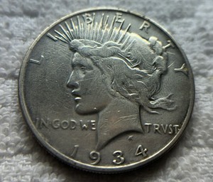 1934-S San Francisco Mint Silver Peace Dollar - Key Date nice coin