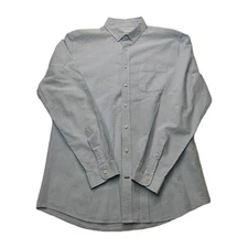 Frank & Oak Long Sleeve Button Down Shirt Mens Medium Blue Seersucker Cotton