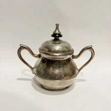 Vintage Silverplate Georgian Style. Sugar bowl with Lid 5 1/4"  X 6 1/4" India