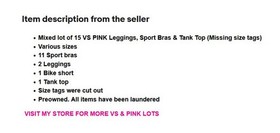 Victoria's Secret VS PINK Sport Bra Legging Tank Top Lot of 15 (No Size Tags)