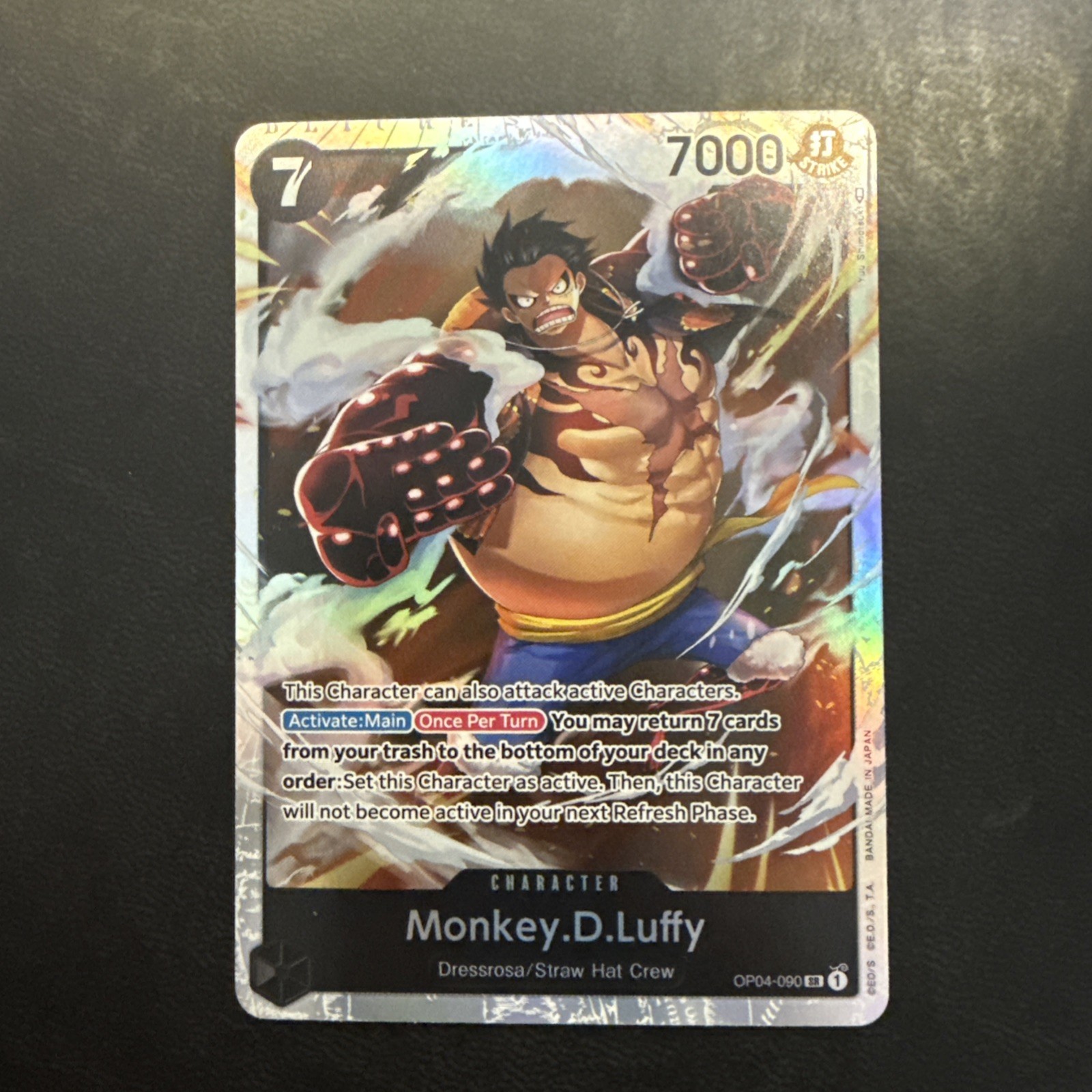 One Piece CCG Monkey D. Luffy Kingdoms Of Intrigue Super Rare Holo Card OP04-090