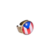 Original design - Puerto Rican flag ring, vintage style, bronze metal, open ring