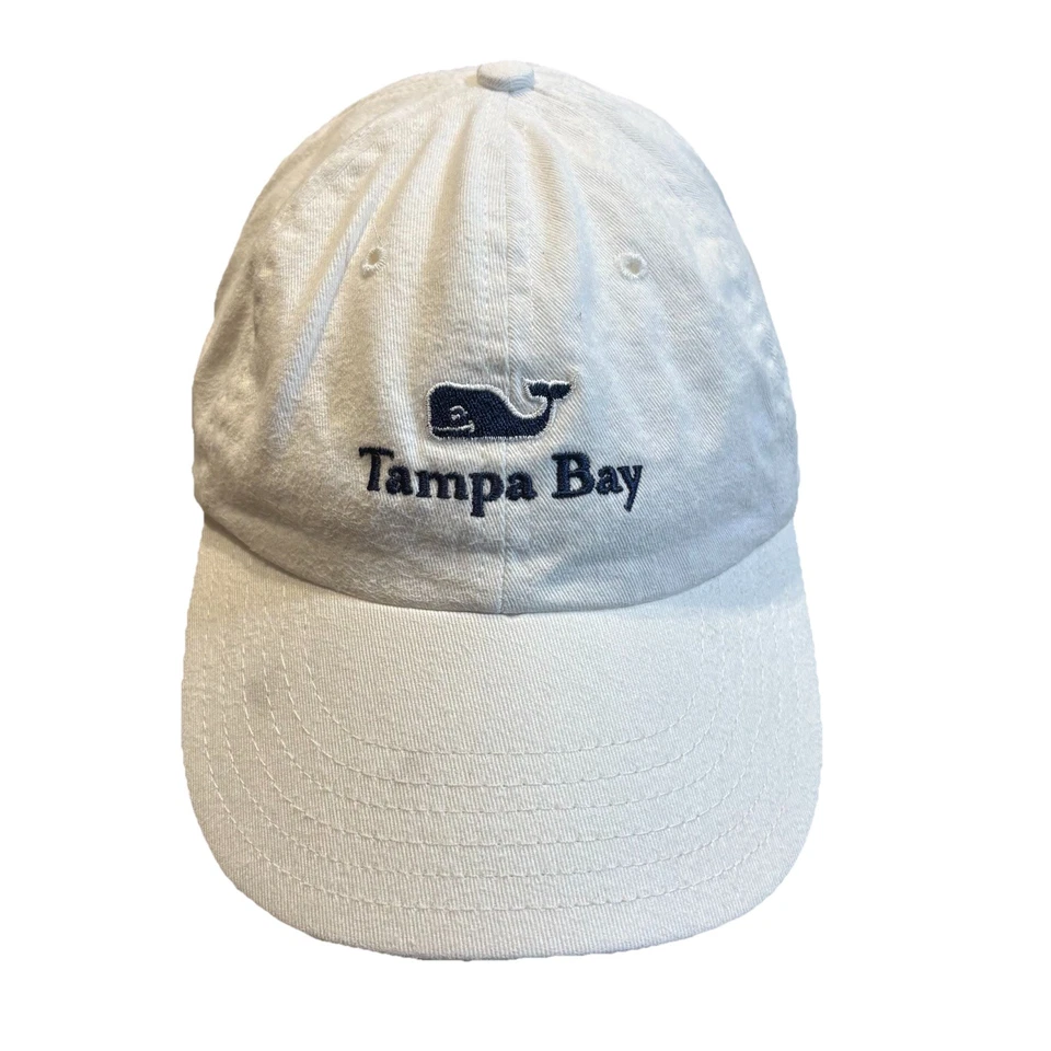 Boné Vineyard Vines TAMPA BAY alça traseira branco azul logotipo baleia Preppy Flórida - Imagem 2 de 4