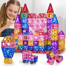 52 Pcs Magnetic Tiles for Kids Ages 4-8,Building Toys Magnetic Bloc... Fast Ship