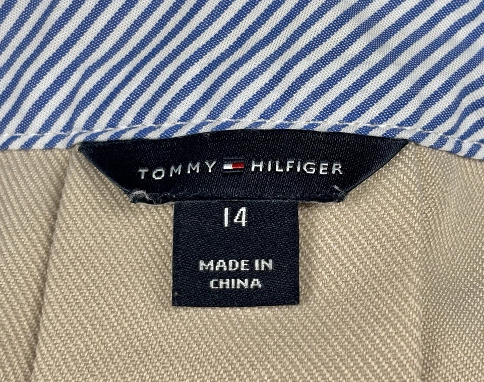 Tommy Hilfiger Mujer Plisado Caqui Falda Talla 14 Beige Línea A Escuela Preppy Foto 3 de 4