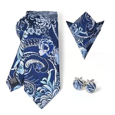 100% Microfiber Men's Tie Set in Gift Box with 3.15'' 8cm Tie Pocket Square a...