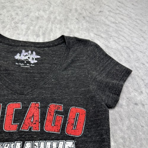 Chicago Blackhawks NHL Alyssa Milano T Shirt Charcoal Womens Size Small - Picture 7 of 11