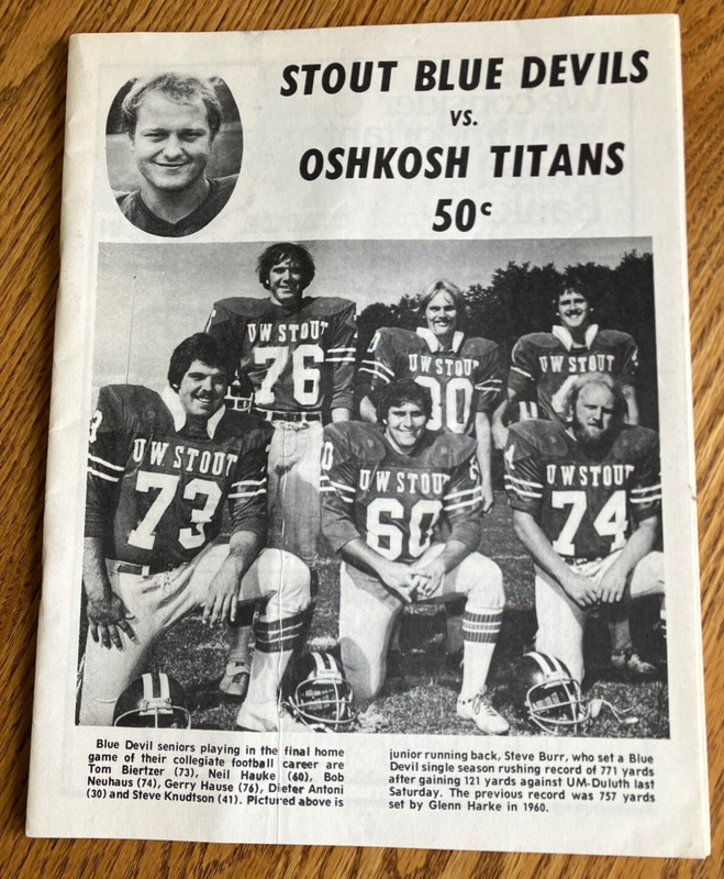 1978- Stout Blue Devils vs Oshkosh Titans- Wisconsin-Football Program