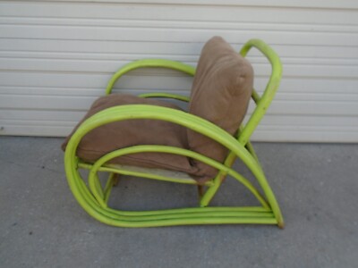 Bamboo Lounge Chair Mid century Pretzel Paul Frankl STY Regency Rattan Retro Low
