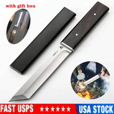 Hand Made Japanese Short Sword Katana Army D2 Steel Blade Sharp Hunting Knife US