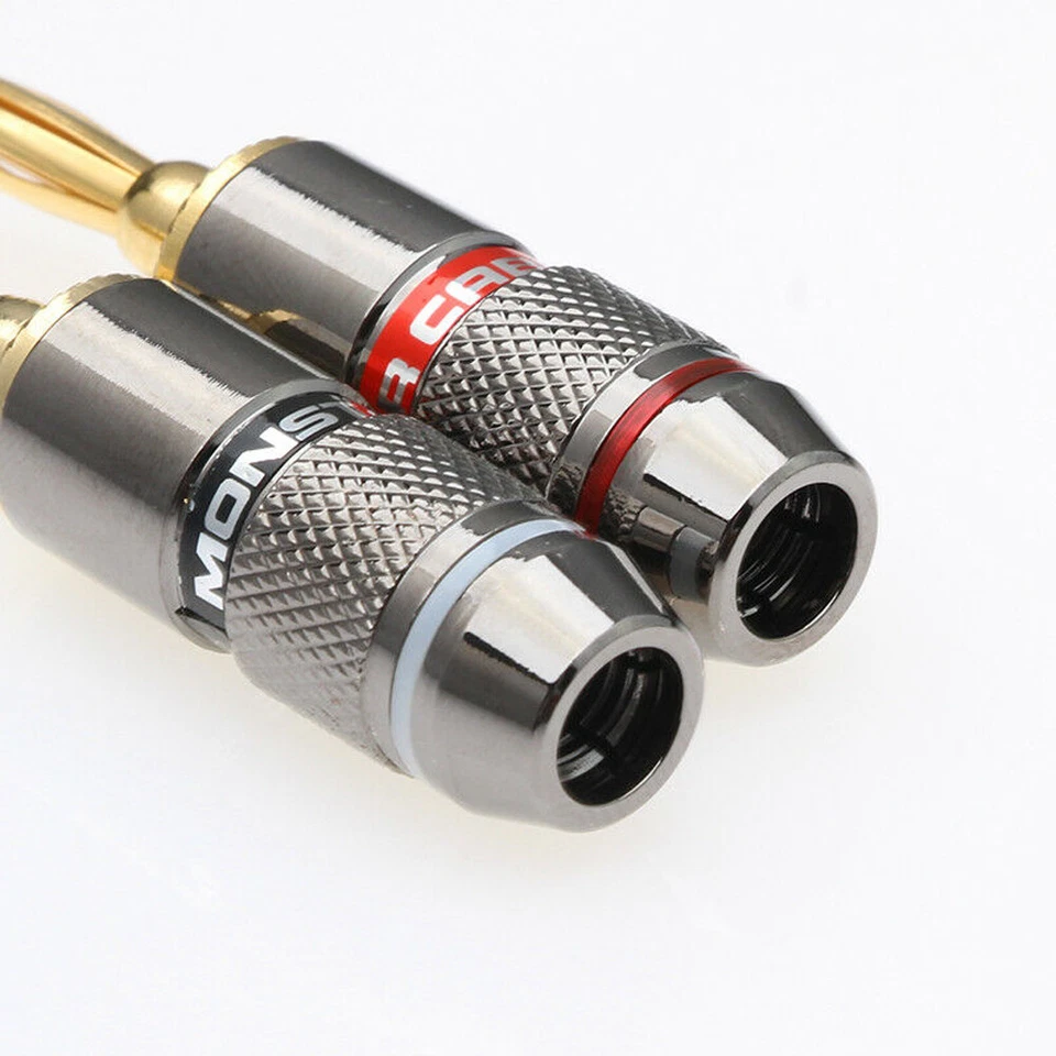 2PCS Gold Plated Banana Plugs Monster 24K Speaker Male Connector Plug New - Image 3 of 4