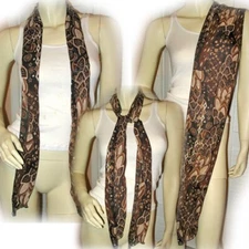 New Vintage Y2K 90s Scarf Scarves 65in X 6.5in Foliage/Floral Print Brown Preppy