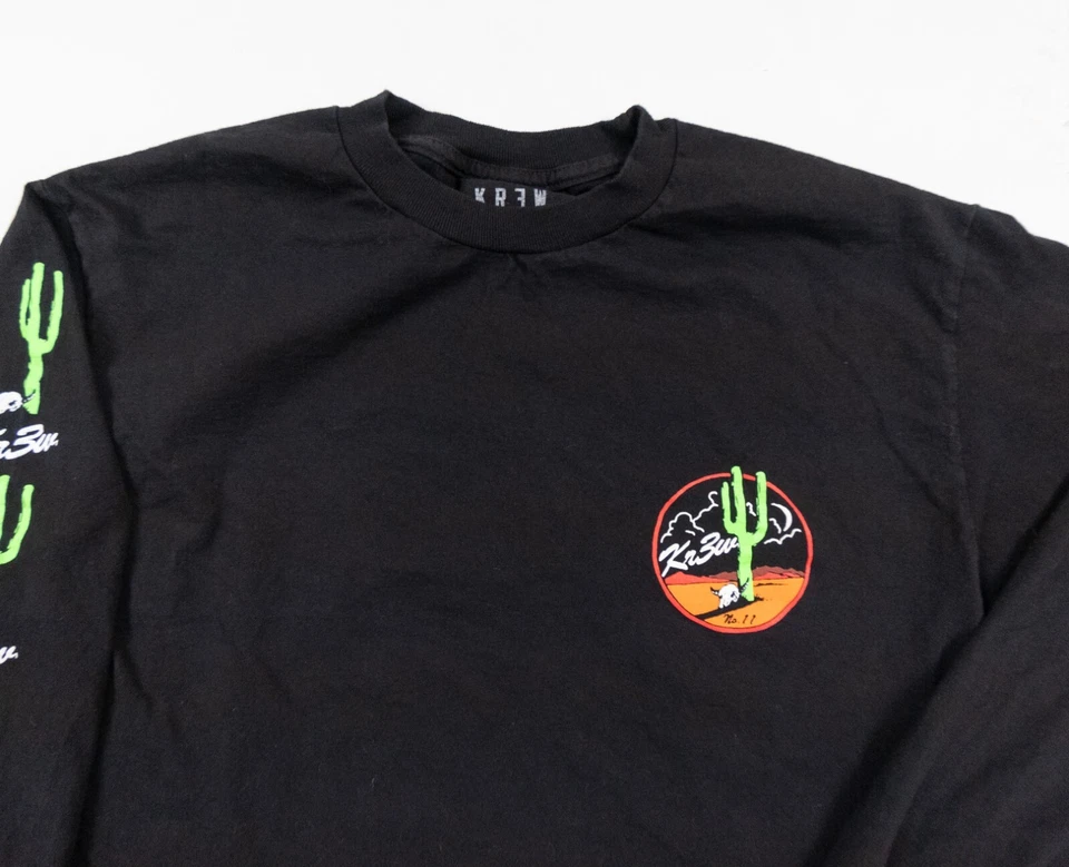 Рубашка KREW для взрослых средний размер черная с длинным рукавом для скейтбординга уличной одежды мужская футболка - Изображение 2 из 4