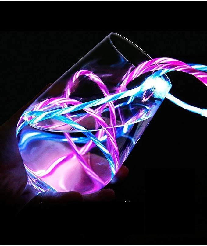 CANDY FLOW LED LIGHT-UP brilho cabo carregador USB PARA TODOS OS TELEFONES TIPO MICRO-C - Imagem 2 de 4