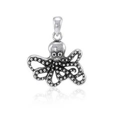 Octopus 925 Sterling Silver Pendant Fine Beach Ocean Sea Life Totem Jewelry