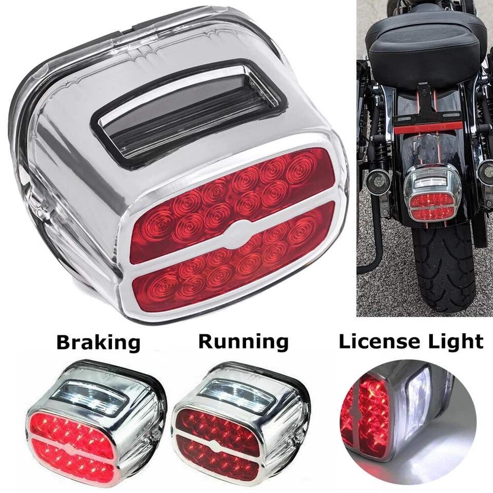 Luz trasera LED cromada freno para Harley Touring Road King Electra Glide FLTR Dyna Foto 3 de 4