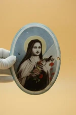 † ST THERESE OF THE CHILD JESUS ENAMELED PLAQUE LISIEUX CARMEL TERESINA FRANCE †