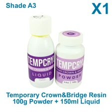 1x Dental Tempcryl Self Curing Acrylic Resin Set Powder 100g & Liquid 150ml A3