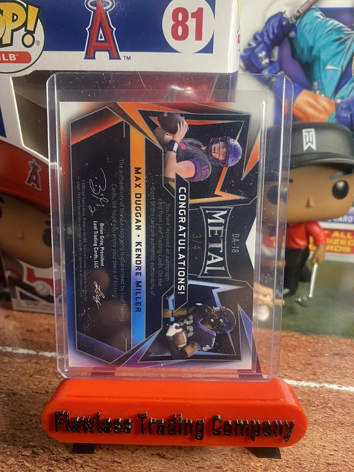 2023 Leaf Metal Draft Football #DA-18 Dual Auto Max Duggan/Kendre Miller #/4 - Image 2 of 2