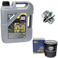MotoröL ÖLfilter SM143 5W40 5Liter + ÖLablassschraube FüR Lexus Toyota Corolla