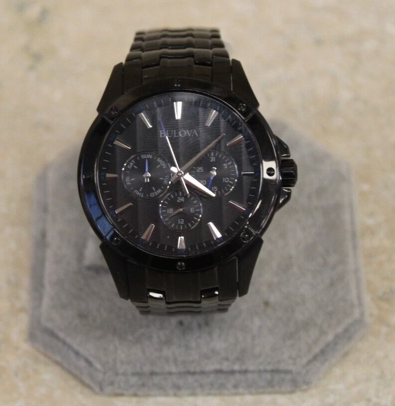 Bulova C9601189 Classic Black Ion Men s Wrist Watch Pre Owned Free Shipping