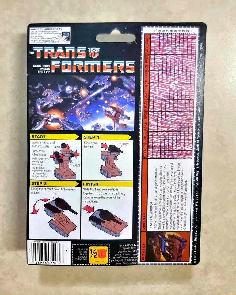 TRANSFORMERS G1 WARPATH MOSC US SELLER RARE! AUTOBOT MINI BOT TANK TOY ROBOT - Image 2 of 3